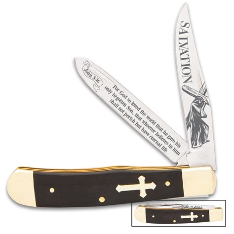 Christian Pocket Knife Salvation Bible Verse Trapper