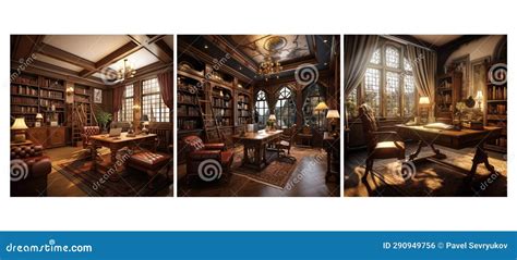 Classic Traditional Study Room Interior Design Ai Generated Stock Photo