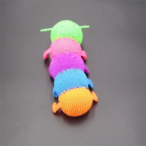 1180616 5 cute led light up stress colorful spiky stress worm puffer ball buy spiky stress