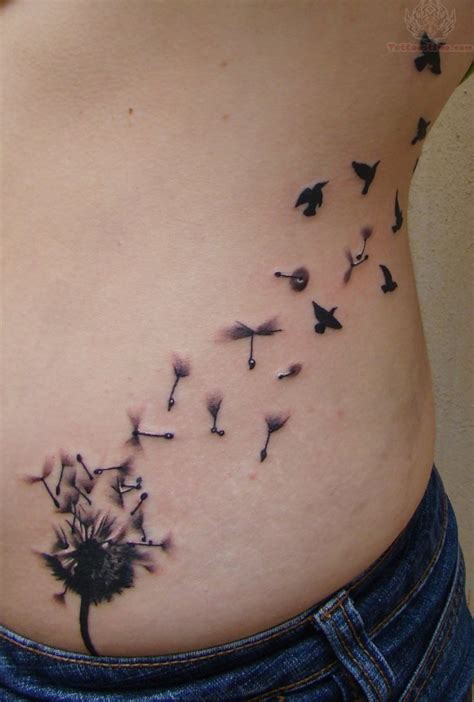 Dandelion Tattoo On Lowerback And Side