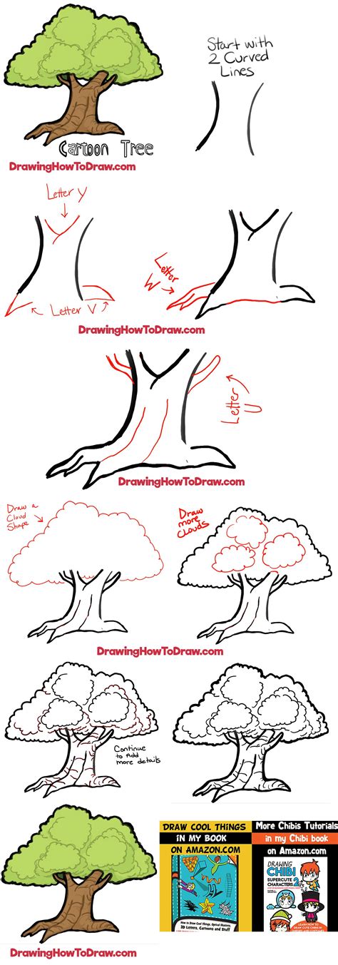 How To Draw Cartoon Trees With Easy Step By Step Drawing Tutorial How