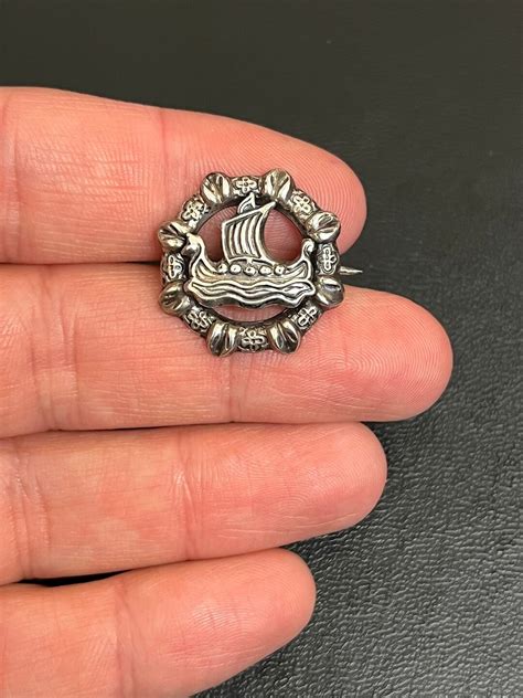 Vintage Silver Viking Long Boat Ship Brooch Silver 830s Danish Etsy