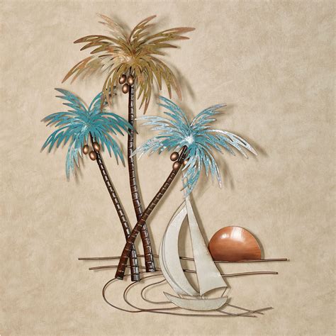 Sunset Paradise Tropical Palm Tree Metal Wall Art