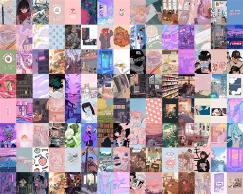 Anime Aesthetic Wall Collage Kit Anime Wall Collage Lofi Etsy