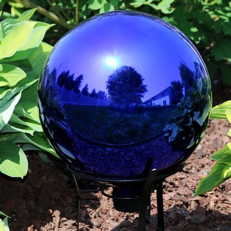 Sunnydaze Blue Mirrored Surface Glass Outdoor Garden Gazing Ball Globe 10