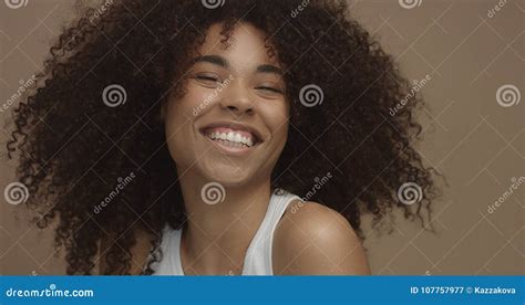 Mixed Race Black Woman Portrait With Big Afro Hair Curly Hair Stock Image Image Of Sensual