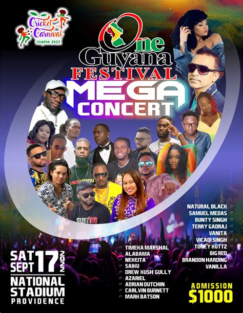 One Guyana Festival Mega Concert To Rock National Stadium On Saturday