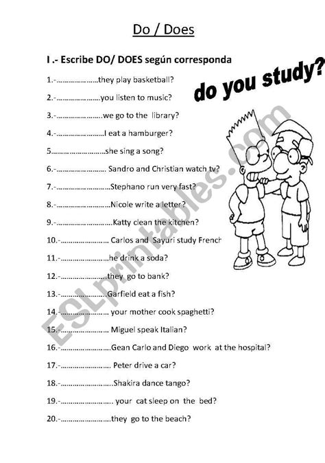 Worksheet Do And Does