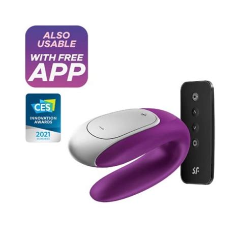 Satisfyer Double Fun Silicone Rechargeable Dual Vibrator With Remote Control Purple Sex Toys