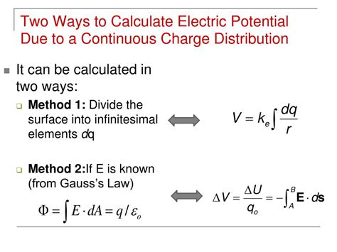 The potential from a continuous charge distributioncan be obtained by summing the contributions from each point in the source charge. PPT - -Electric Potential due to Continuous Charge ...