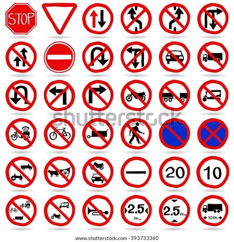 Doodle Traffic Signs Vector Illustration Eps Stock Vector Royalty Free