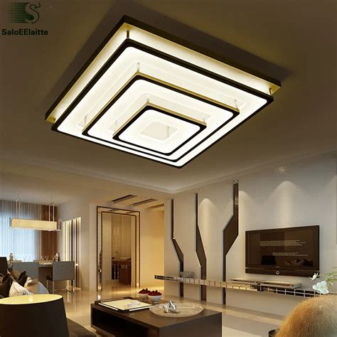 Modern Square Metal Dimmable Led Ceiling Lights Lustre Acrylic Bedroom