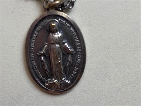 Vtg Sterling Silver Mary Conceived Without Sin Medal Pendant And 18” Chain Italy Ebay