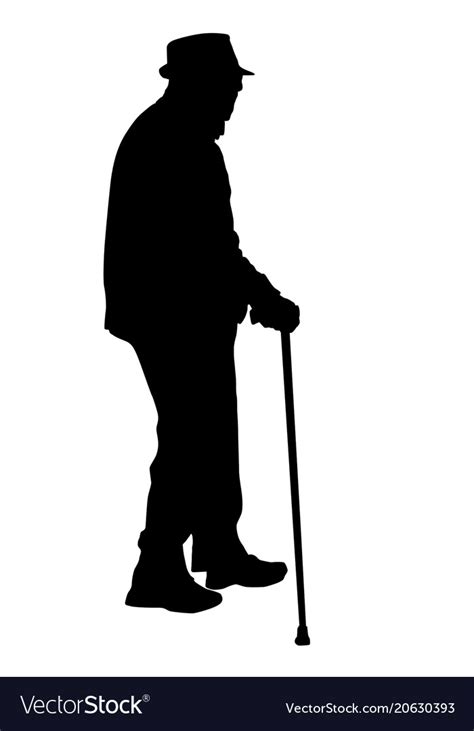 Old Man Silhouette With Cane Royalty Free Vector Image