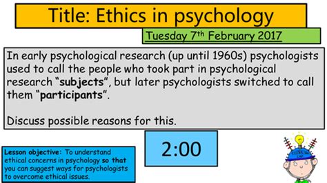 Aqa Gcse Psychology Experimental Research Methods Ethics Teaching