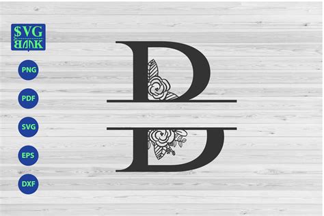 Split monogram letters B Svg, Alphabet floral initial logo B