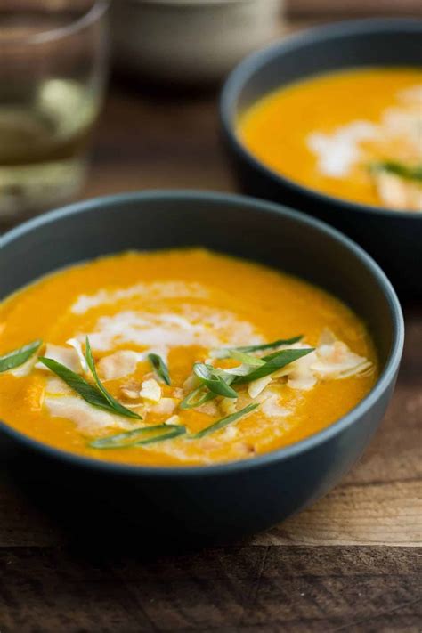 A Curried Carrot Soup Thickened With Lentils And Coconut Milk This