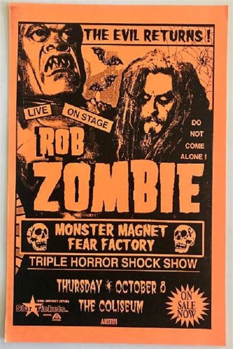 Rob Zombie Concert Poster Austin Visible Vibrations Rob Zombie Zombie Concert Posters
