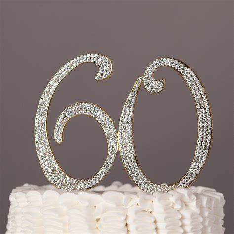 60 cake topper gold gold cake topper rhinestone cake topper 60 wedding anniversary