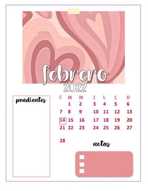 Calendar Febrero 2022 Plantilla Calendario Diseño De Calendarios