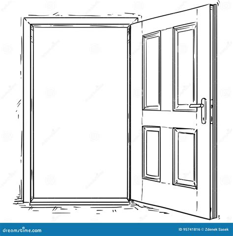Cartoon Vector Of Open Wooden Door Stock Vector Illustration Of