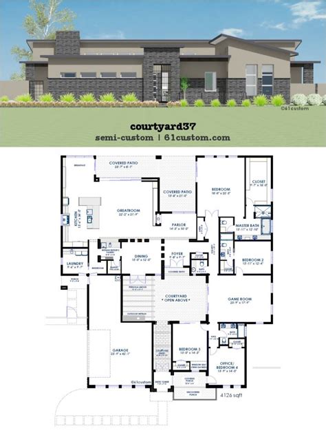 Floor Plans For Modern Homes Modern Courtyard House Plan 61custom