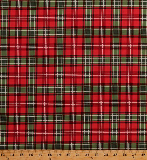 Cotton Red Green Plaid Festive Stripes Holiday Christmas Memories