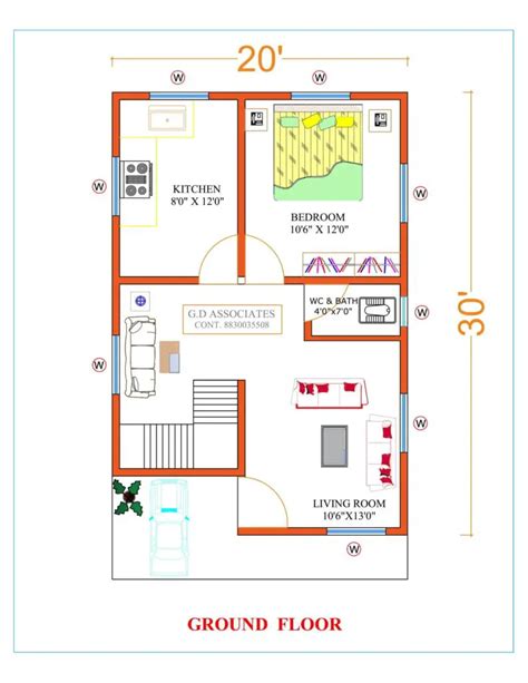 600 Sqft में 3bhk घर का नक्शा पूरी जानकारी Ii 20′ X 30′ House Design
