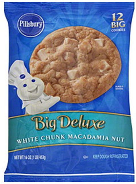 We have the serving size to start, we've sorted their food offers into categories: Pillsbury Cookie Dough White Chunk Macadamia Nut 16.0 oz ...