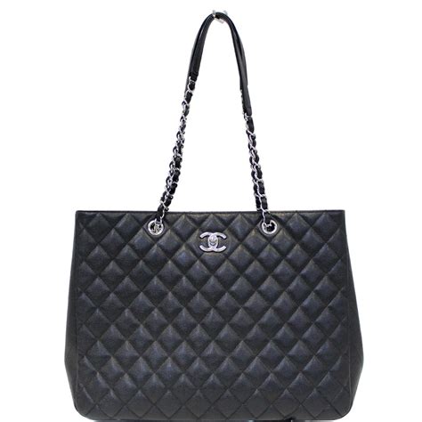 Chanel Large Classic Caviar Leather Tote Bag Black Us