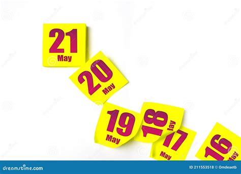 May 21st Day 21 Of Month Calendar Date Many Yellow Sheet Of The