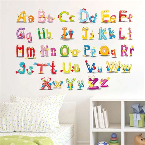 Abc English Alphabet Wall Stickers Vinyl Removable Colorful Mural