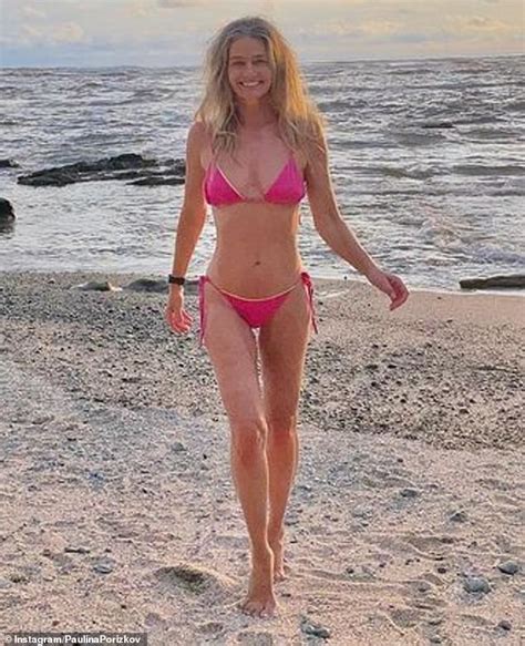 Supermodel Paulina Porizkova Shows Off Her Sensational Figure In Hot Pink Bikini In Costa