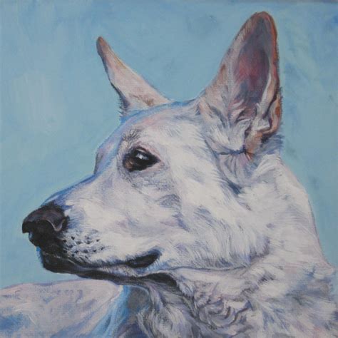 White German Shepherd Gsd Dog Art Portrait Canvas Print Of