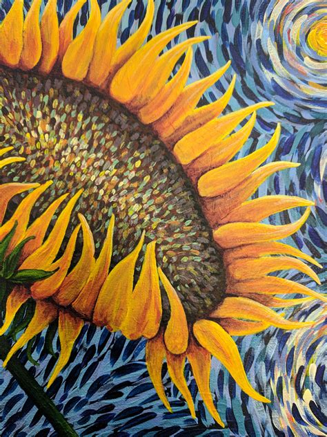 Sunflower Acrylic Pour Painting Sunflower