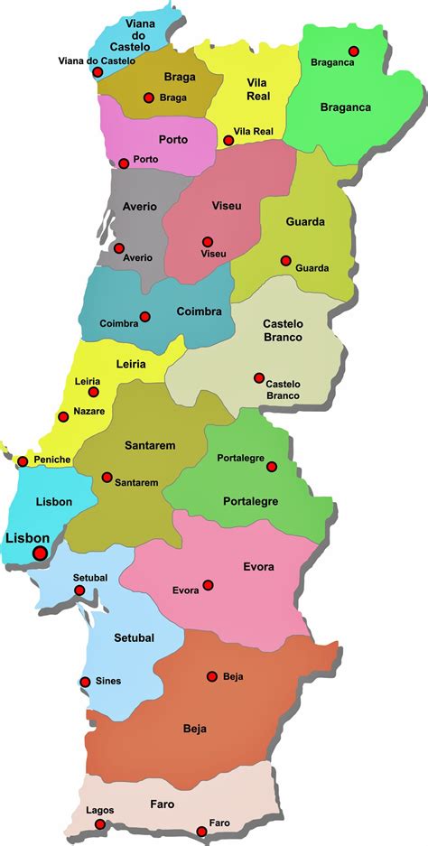 Distritos De Portugal Mapa De Las Divisiones Administrativas Del Pa S