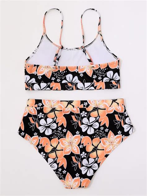 Random Floral Print High Waist Bikini Swimsuit Shein Usa