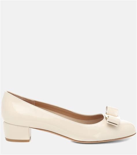 Vara Patent Leather Pumps In White Ferragamo Mytheresa