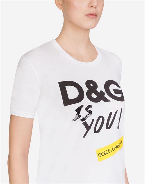 dolce and gabbana printed cotton t shirt in white lyst