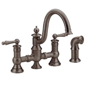 The moen 7185srs brantford, for example, is made with a spot resist stainless finish, but can also be purchased with an oil rubbed bronze finish or in a classic chrome style. Moen ShowHouse S713ORB Waterhill Two Handle Kitchen Bridge ...