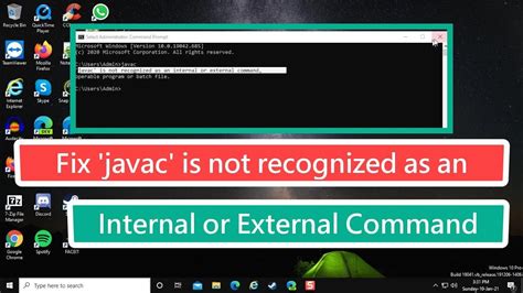 Fix Javac Is Not Recognized As An Internal Or External Command Youtube
