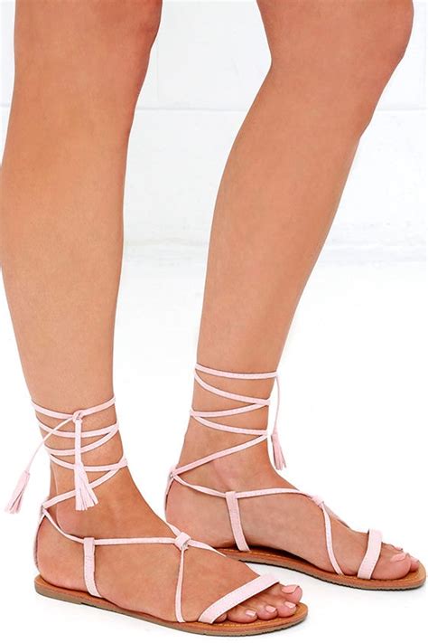Cute Nude Sandals Flat Sandals Lace Up Sandals 1400