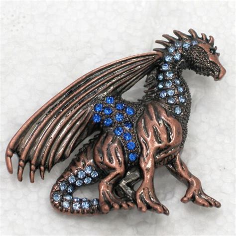 Blue Rhinestone Dragon Pin Brooches C464 B3 In Brooches From Jewelry