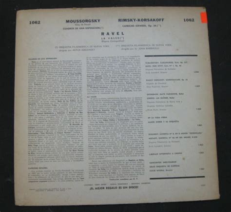 Moussorgsky Korsakov Ravel Rodzinsky Barbirolli Columbia Lp Rare