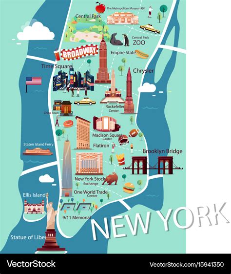 New York Manhattan Map Royalty Free Vector Image