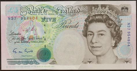 England 5 Pound Sterling Note 1990 George Stephensonworld Banknotes