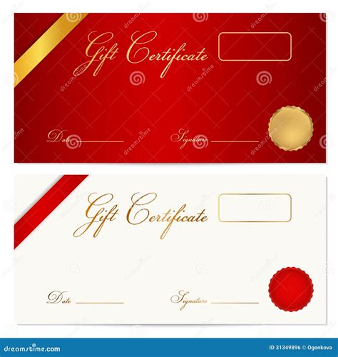 Gift Certificate (Voucher) Template. Wax Seal Stock Vector