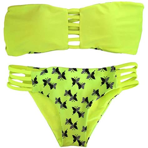 Butterfly Print Strapless Reversible Bikini Set Reversible Bikinis