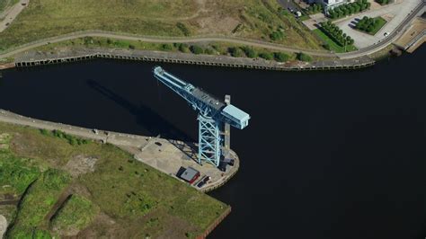 55k Stock Footage Aerial Video Approach Clydebank Titan Crane In