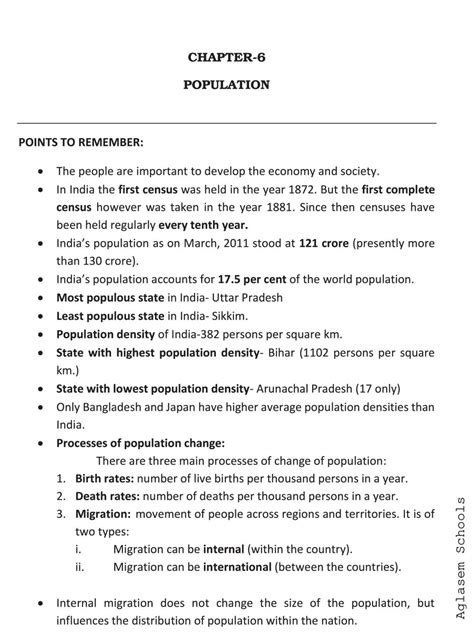 Population Notes For Class 9 Social Science Pdf Oneedu24